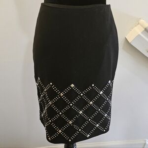 White House Black Market/WHBM Black Studded Pencil Skirt